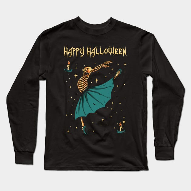 Ballet dancing skeleton tshirt halloween costume gift t-shirt Long Sleeve T-Shirt by American Woman